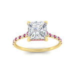 Load image into Gallery viewer, cathedral-hidden-halo-princess-cut-pink-sapphire-ring-in-yellow-gold-FD9788PRRGSADRPI-NL-YG
