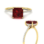 Load image into Gallery viewer, cathedral-hidden-halo-princess-cut-ruby-and-diamond-ring-in-yellow-gold-FD9788PRRGRUDR-NL-YG.jpg
