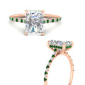 Thumbnail 17 - cathedral-hidden-halo-radiant-cut-emerald-ring-in-rose-gold-FD9788RARGEMGR-NL-RG