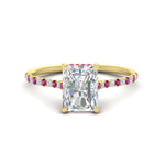 Load image into Gallery viewer, cathedral-hidden-halo-radiant-cut-pink-sapphire-ring-in-yellow-gold-FD9788RARGSADRPI-NL-YG

