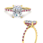 Load image into Gallery viewer, cathedral-hidden-halo-radiant-cut-pink-sapphire-ring-in-yellow-gold-FD9788RARGSADRPI-NL-YG
