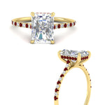 Load image into Gallery viewer, cathedral-hidden-halo-radiant-cut-ruby-ring-in-yellow-gold-FD9788RARGRUDR-NL-YG
