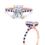 Load image into Gallery viewer, cathedral-hidden-halo-radiant-cut-sapphire-ring-in-rose-gold-FD9788RARGSABL-NL-RG
