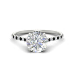 Load image into Gallery viewer, cathedral-hidden-halo-round-cut-black-diamond-ring-in-white-gold-FD9788RORGBLACK-NL-WG
