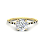 Load image into Gallery viewer, cathedral-hidden-halo-round-cut-black-diamond-ring-in-yellow-gold-FD9788RORGBLACK-NL-YG
