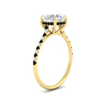 Load image into Gallery viewer, cathedral-hidden-halo-round-cut-black-diamond-ring-in-yellow-gold-FD9788RORGBLACK-NL-YG
