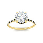 Load image into Gallery viewer, cathedral-hidden-halo-round-cut-black-diamond-ring-in-yellow-gold-FD9788RORGBLACK-NL-YG
