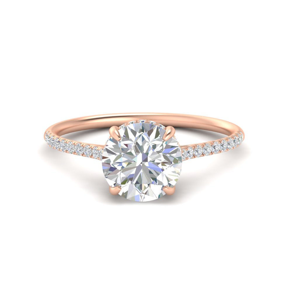 Round Cut Cathedral Halo Diamond Engagement Ring