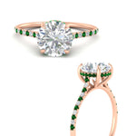 Load image into Gallery viewer, cathedral-hidden-halo-round-cut-emerald-ring-in-rose-gold-FD9788RORGEMGR-NL-RG
