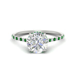 Load image into Gallery viewer, cathedral-hidden-halo-round-cut-emerald-ring-in-white-gold-FD9788RORGEMGR-NL-WG

