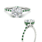 Load image into Gallery viewer, cathedral-hidden-halo-round-cut-emerald-ring-in-white-gold-FD9788RORGEMGR-NL-WG
