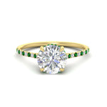 Load image into Gallery viewer, cathedral-hidden-halo-round-cut-emerald-ring-in-yellow-gold-FD9788RORGEMGR-NL-YG
