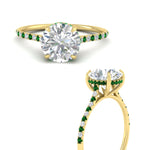 Load image into Gallery viewer, cathedral-hidden-halo-round-cut-emerald-ring-in-yellow-gold-FD9788RORGEMGR-NL-YG
