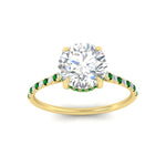 Load image into Gallery viewer, cathedral-hidden-halo-round-cut-emerald-ring-in-yellow-gold-FD9788RORGEMGR-NL-YG
