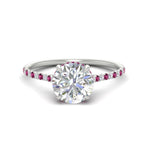 Load image into Gallery viewer, cathedral-hidden-halo-round-cut-pink-sapphire-ring-in-white-gold-FD9788RORGSADRPI-NL-WG
