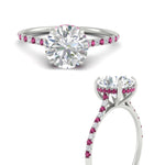 Load image into Gallery viewer, cathedral-hidden-halo-round-cut-pink-sapphire-ring-in-white-gold-FD9788RORGSADRPI-NL-WG
