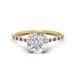 Load image into Gallery viewer, cathedral-hidden-halo-round-cut-pink-sapphire-ring-in-yellow-gold-FD9788RORGSADRPI-NL-YG
