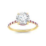 Load image into Gallery viewer, cathedral-hidden-halo-round-cut-pink-sapphire-ring-in-yellow-gold-FD9788RORGSADRPI-NL-YG
