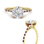Load image into Gallery viewer, cathedral-hidden-halo-round-cut-ruby-ring-in-yellow-gold-FD9788RORGRUDR-NL-YG
