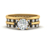 Load image into Gallery viewer, cathedral-multi-stack-black-diamond-band-ring-in-FD9275ROGBLACK-NL-YG
