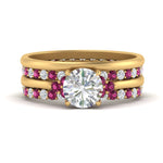 Load image into Gallery viewer, cathedral-multi-stack-pink-sapphire-band-ring-in-FD9275ROGSADRPI-NL-YG
