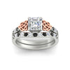 Load image into Gallery viewer, celtic-asscher-cut-black-diamond-wedding-ring-set-in-white-gold-fdens2255asgblackangle5-nl-wg-ws1.jpg