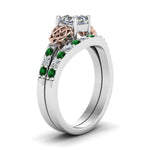 Load image into Gallery viewer, celtic-asscher-cut-diamond-wedding-ring-set-with-emerald-in-white-gold-FDENS2255B1ASGEMGRANGLE2-NL-WG_ee577f51-9228-4149-81da-1220af52dd82?v=1757056956
