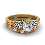 Load image into Gallery viewer, celtic-asscher-cut-diamond-wedding-ring-set-with-orange-sapphire-in-yellow-gold-FDENS2255B1ASGSAOR-NL-YG_2107c35f-0293-4ed6-8520-0c9384f423fb?v=1757056956
