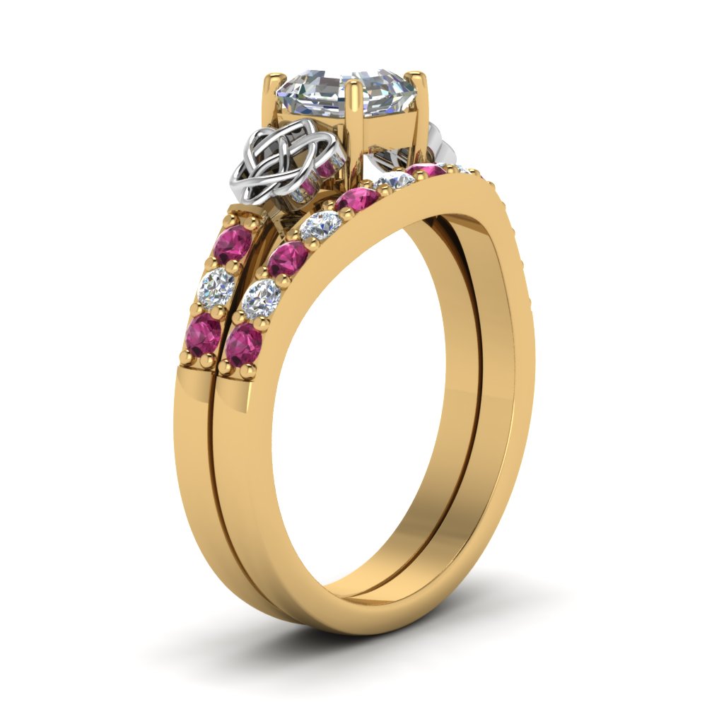 celtic-asscher-cut-diamond-wedding-ring-set-with-pink-sapphire-in-yellow-gold-FDENS2255B1ASGSADRPIANGLE2-NL-YG?v=1757056956