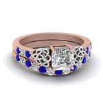 Load image into Gallery viewer, celtic-asscher-cut-diamond-wedding-ring-set-with-sapphire-in-rose-gold-FDENS2255B1ASGSABL-NL-RG_a47380fb-888a-440c-9716-f985cd5b9eef?v=1757056956
