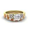 Load image into Gallery viewer, celtic-asscher-cut-orange-sapphire-wedding-ring-set-in-yellow-gold-fdens2255asgsaorsleep-nl-yg-ws1.jpg