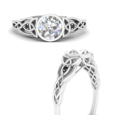 Celtic Bezel Lab Round Diamond Engagement Ring
