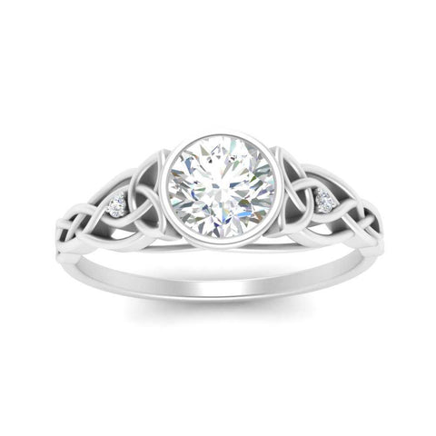 Celtic Bezel Lab Round Diamond Engagement Ring