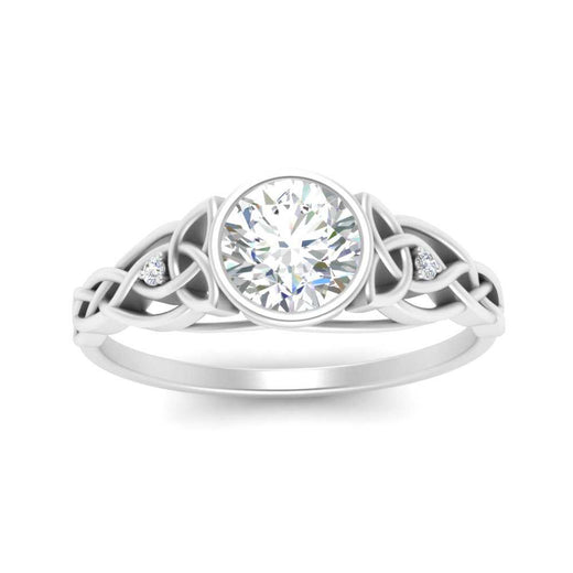 Celtic Bezel Lab Round Diamond Engagement Ring