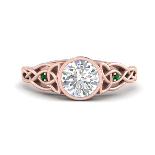 Celtic Bezel Lab Round Diamond Engagement Ring