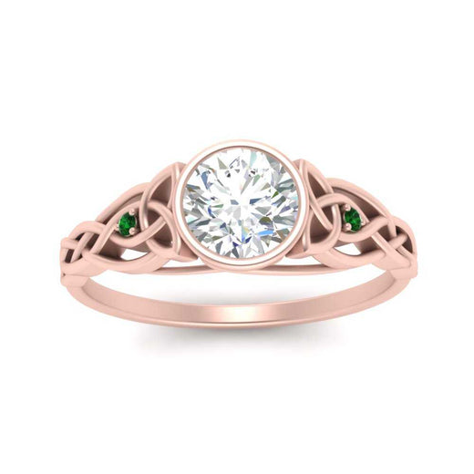 Celtic Bezel Lab Round Diamond Engagement Ring