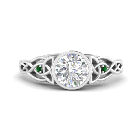 Celtic Bezel Lab Round Diamond Engagement Ring