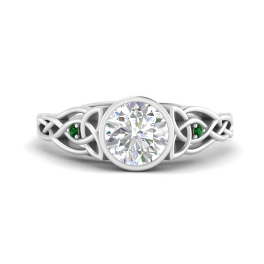 Celtic Bezel Lab Round Diamond Engagement Ring