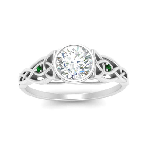 Celtic Bezel Lab Round Diamond Engagement Ring
