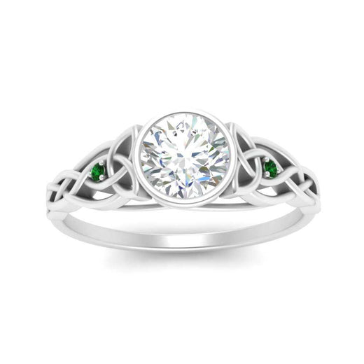 Celtic Bezel Lab Round Diamond Engagement Ring
