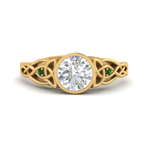 Celtic Bezel Lab Round Diamond Engagement Ring