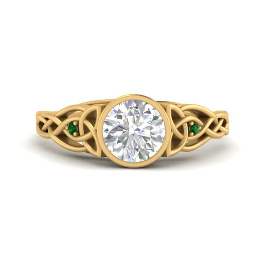 Celtic Bezel Lab Round Diamond Engagement Ring