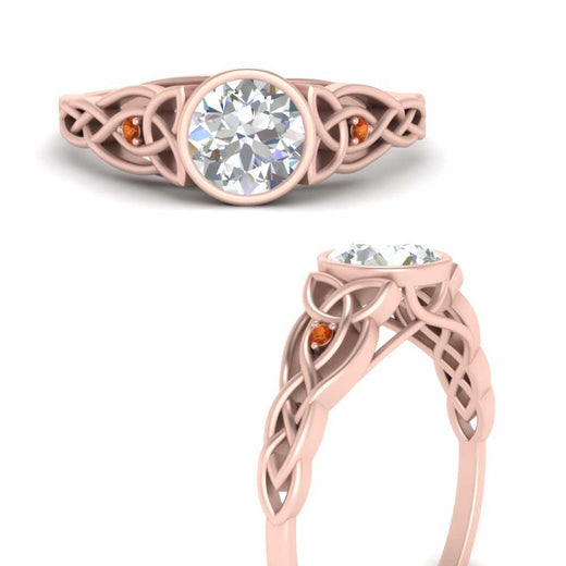 Celtic Bezel Lab Round Diamond Engagement Ring