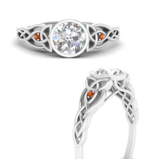 Celtic Bezel Lab Round Diamond Engagement Ring