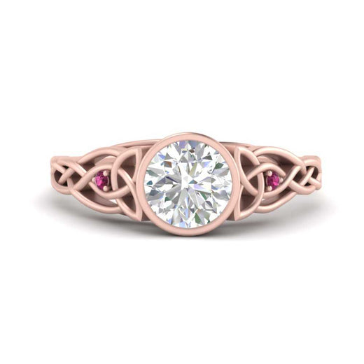 Celtic Bezel Lab Round Diamond Engagement Ring