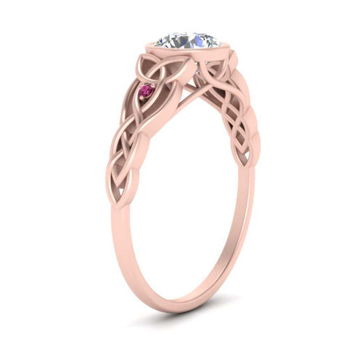 Celtic Bezel Lab Round Diamond Engagement Ring