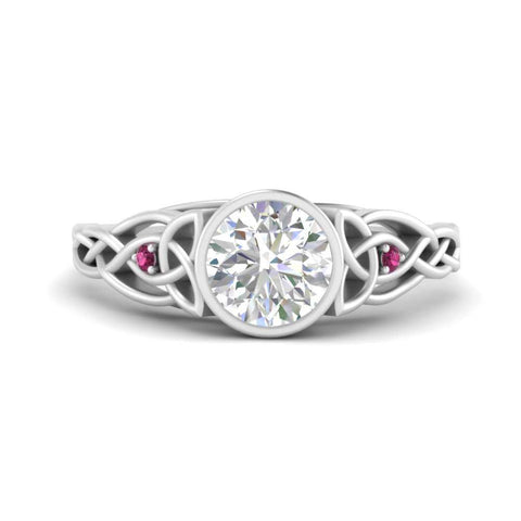Celtic Bezel Lab Round Diamond Engagement Ring