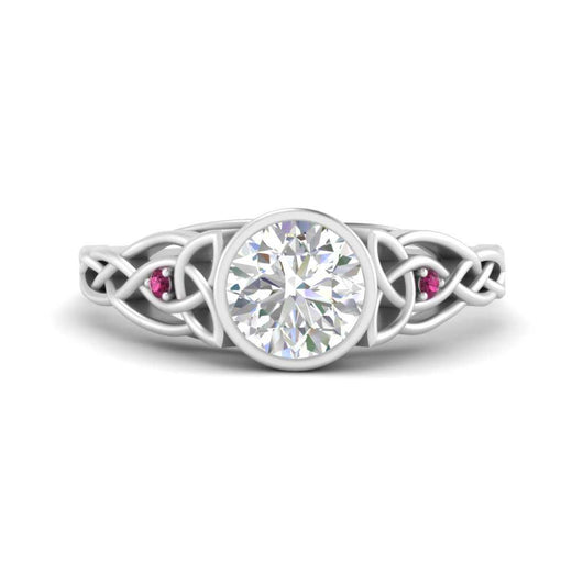 Celtic Bezel Lab Round Diamond Engagement Ring