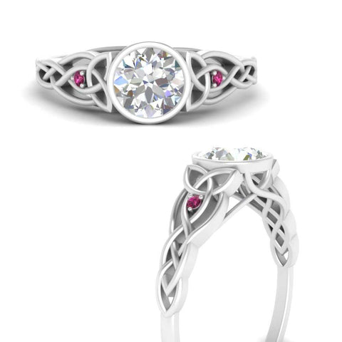 Celtic Bezel Lab Round Diamond Engagement Ring