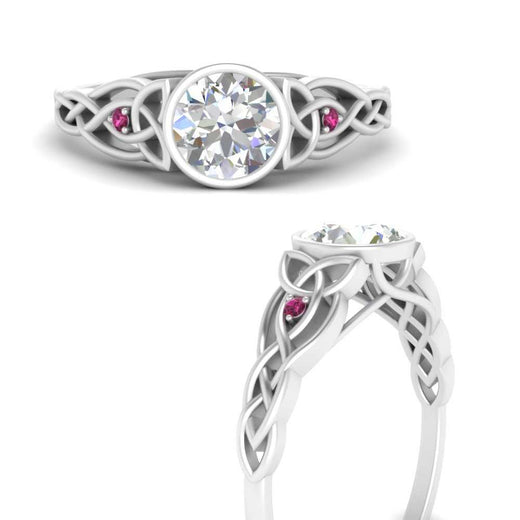 Celtic Bezel Lab Round Diamond Engagement Ring